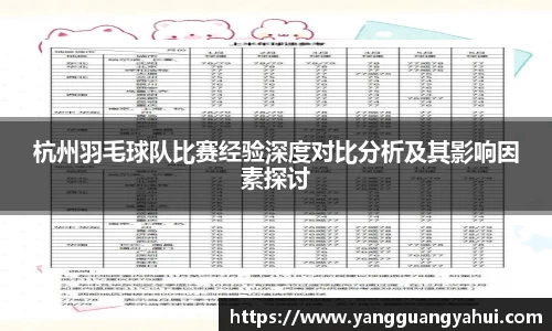杭州羽毛球队比赛经验深度对比分析及其影响因素探讨